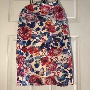 Cassie Skirt-white with pink/blue roses
